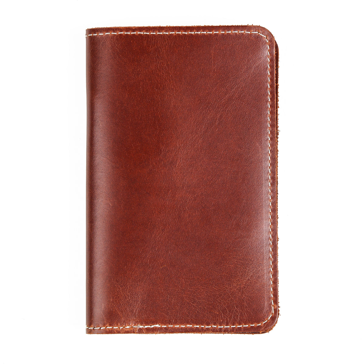 Closed brown full grain leather Field Notes notebook cover